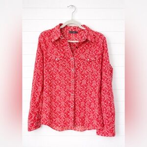 Cruel Girl Red Patterned Button-Down Shirt
